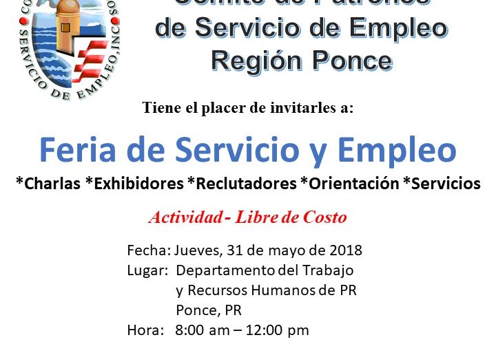 Feria de Servicio y Empleo – 31 de mayo de 2018