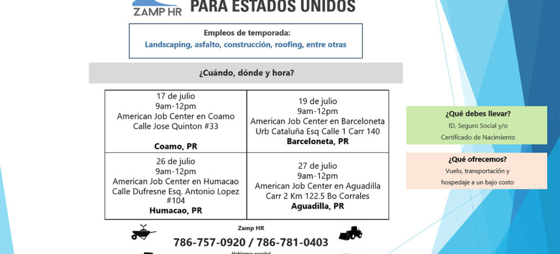 Ferias de Empleo para Estados Unidos – ZAMP HR