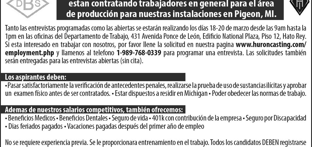 Empresas Blue Diamond y Hurons Casting, Inc.