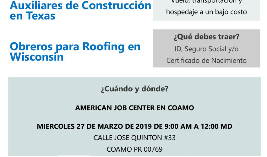 Empleos en Estados Unidos – ZAMP HR –  27 de marzo de 2019