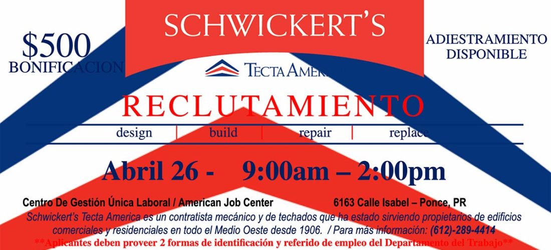 Reclutamiento Schwickert’s Tecta America – 26 de abril 2019